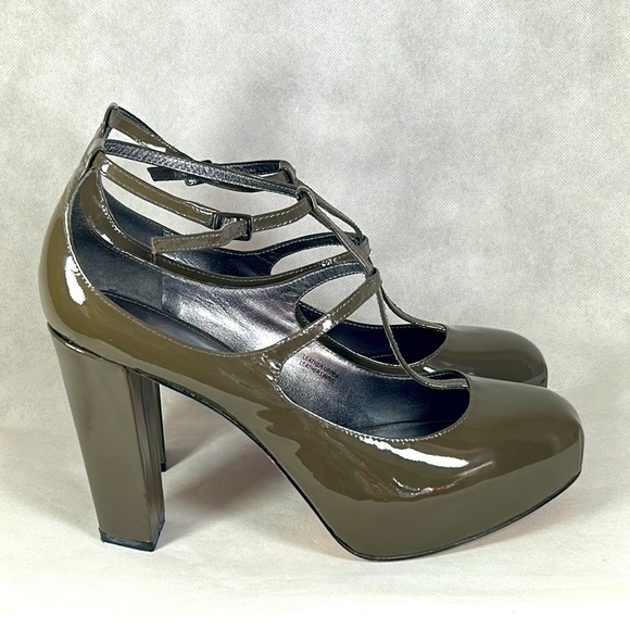 Via Spiga Olive Platform Cage Mary Jane Heels - Picture 1 of 6
